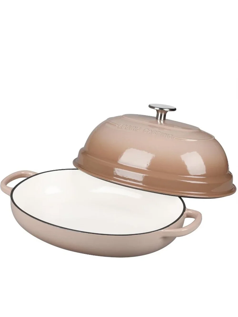 Mocha 6QT Oval Cast Iron Dutch Oven Pot with Lid Bread Dutch Oven Baking Pan